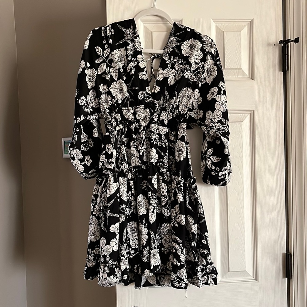 Fate black and white floral dress